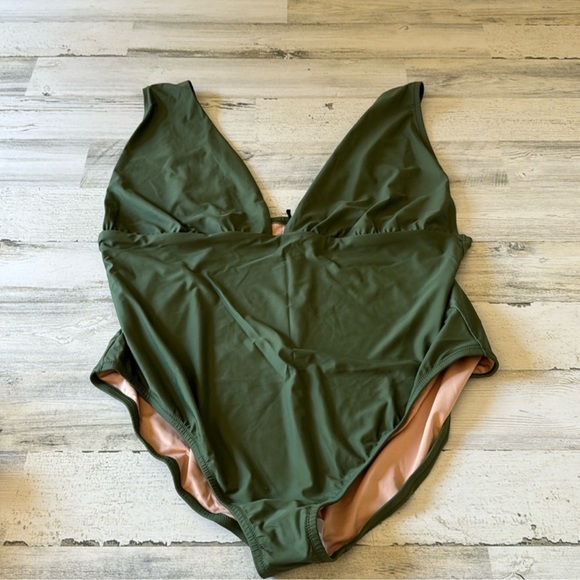 J. Crew Other - NWT J. Crew Ruched V-neck one-piece Swimsuit BF163
OLIVE GREEN